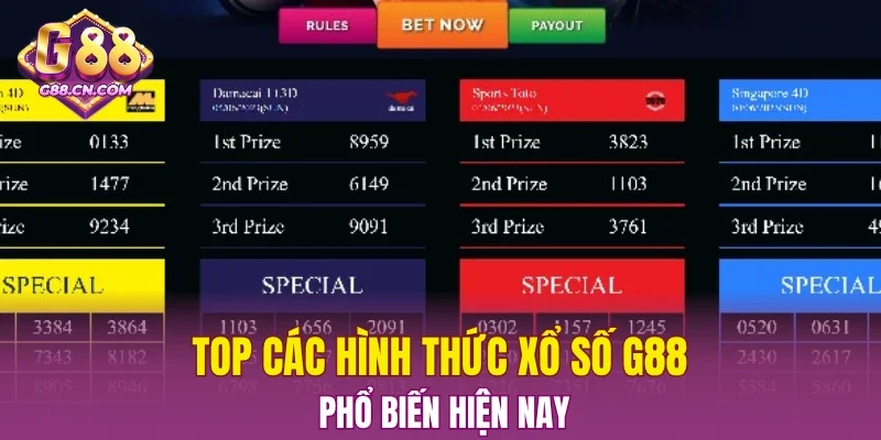 Top các hình thức xổ số G88 phổ biến hiện nay